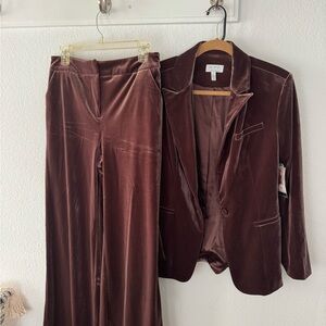 Sofia by Sofia Vergara Rich Brown Velvet Pantsuit